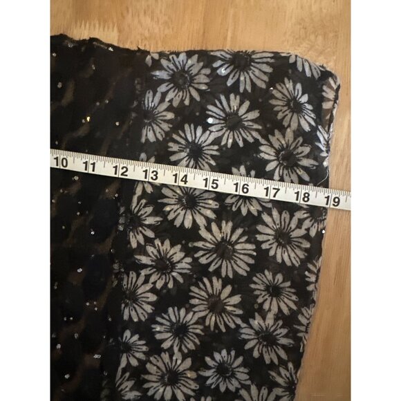 Lace Daisy Whimsigoth Black Sparkle Floral Sheer Infinity Scarf Y2K 90s Fairy - Picture 5 of 9